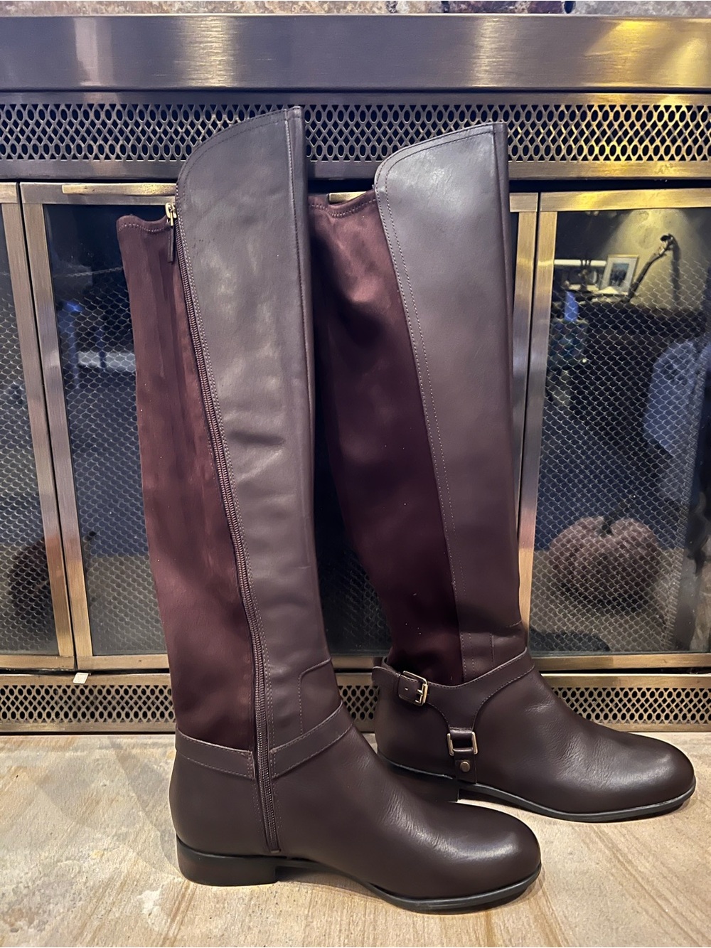 Franco Sarto Two-Tone Over-the-Knee Boots in Dark Brown and Chocolate